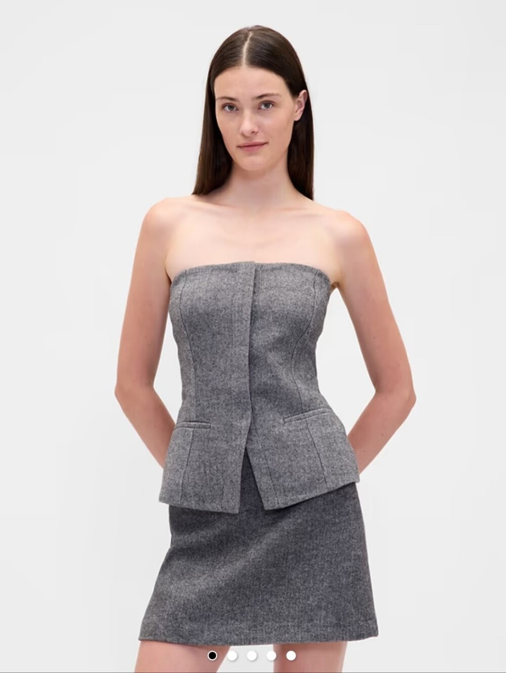GAP Strapless BiStretch Corset Top Wool Blend Herringbone NWT $80